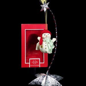2014 Lenox Ornament Snowman Jingle All The Way Porcelain 24K Gold Accents NIB